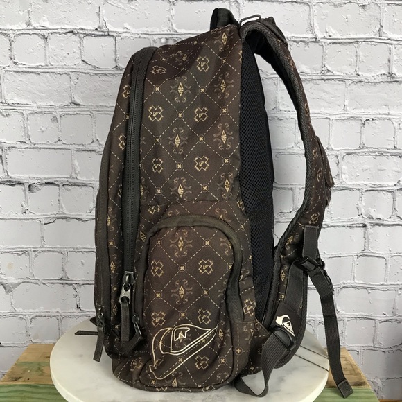 Quicksilver Adult Unisex Brown Medium Students School Bookbag Traveler Backpack - Picture 6 of 9